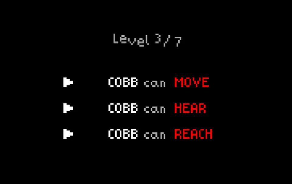 COBB CAN MOVE level rules screen